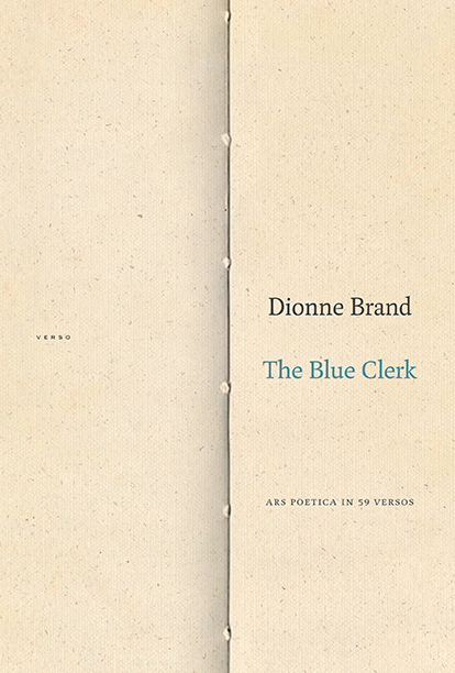 "The Blue Clerk" (2018) collection cover featuring a blank page.