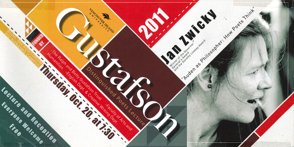 Poster for October 20 lecture titled "Auden as Philosopher: How Poets Think"